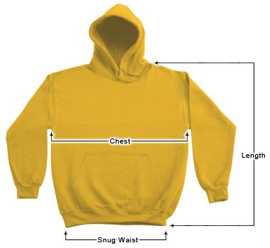 Unisex Hoodies sizing guide
