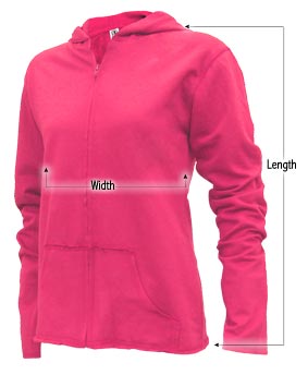 Juniors Zip-Up Hoodie sizing guide