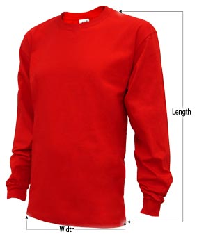 Men's Long Sleeve T-Shirt sizing guide