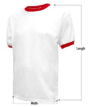 Men's Ringer t-shirt sizing guide