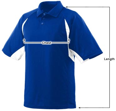 Men's Wicking Polo Shirt sizing guide