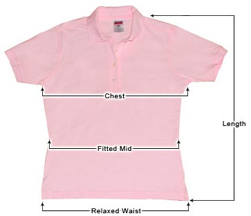 Women's Polo Shirt sizing guide