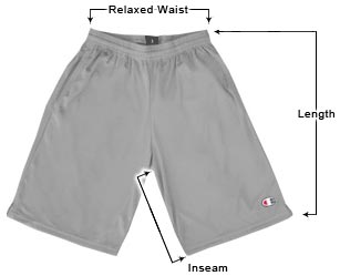 Unisex Mesh Shorts sizing guide