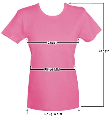 Junior Girl's Fitted T-shirt sizing guide