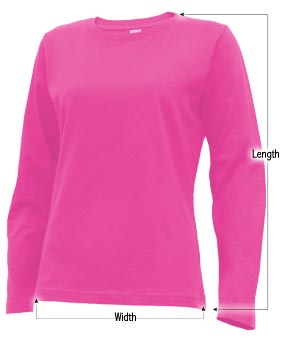 Women's long sleeve t-shirt sizing guide