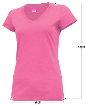Women's v-neck t-shirt sizing guide