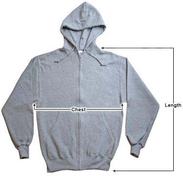 Men's Zip-up Hoodies sizing guide