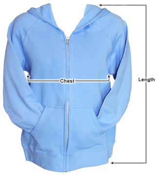 Women's Zip-up Hoodies sizing guide