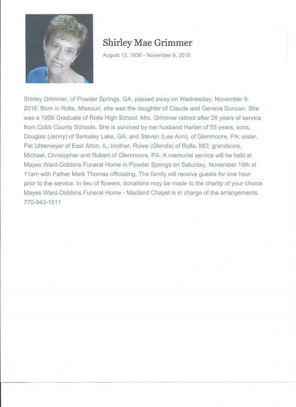 Shirley Mae Duncan Grimmer