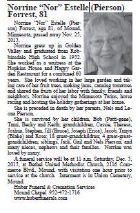 Norrine Pierson ( Forrest Married Name )