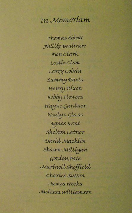 Classmates We Have Lost