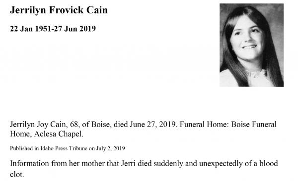 Jerrilyn Joy Frovick (cain)