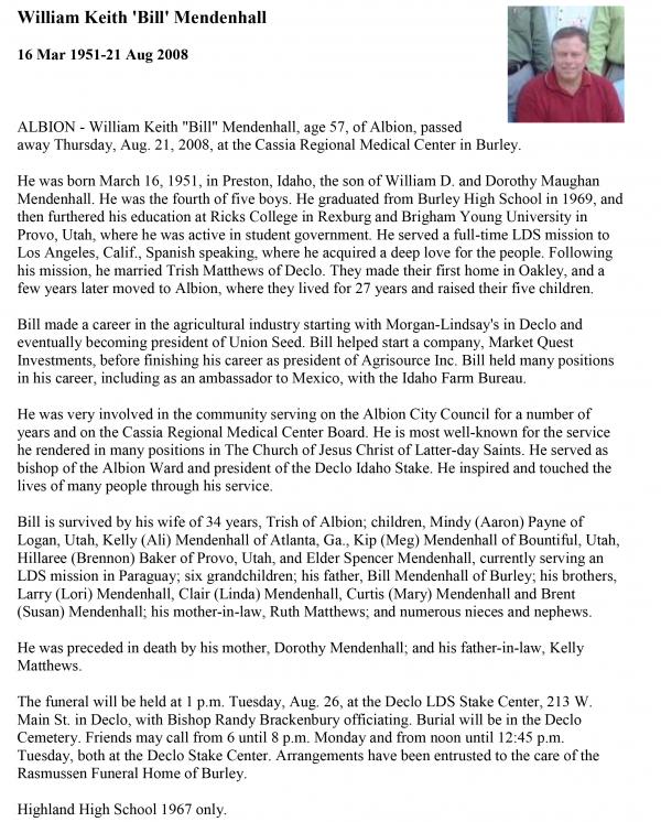 William Keith 'bill' Mendenhall