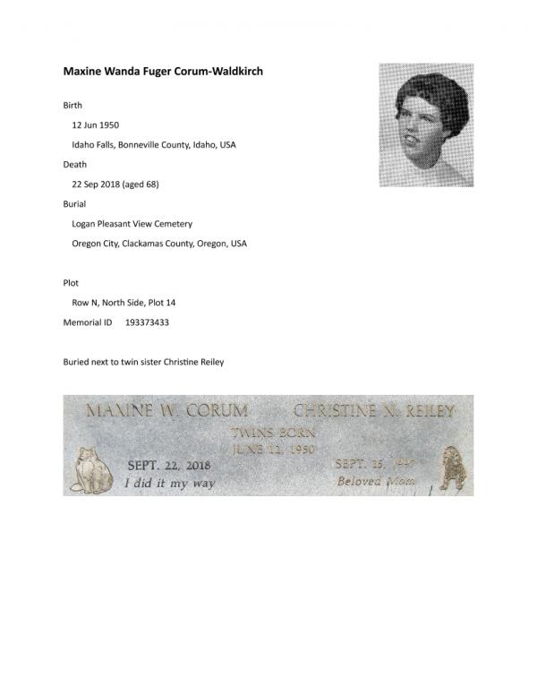 Maxine Wanda Fuger Corum-waldkirch