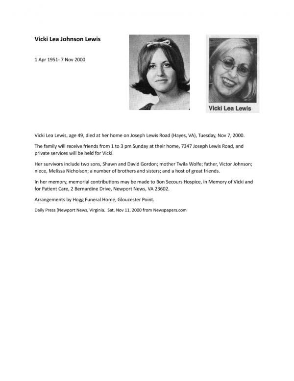 Vicki Lea Johnson Lewis