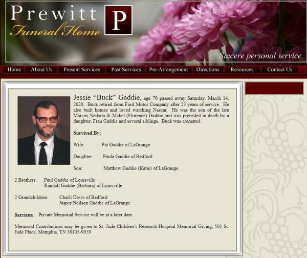 Jessie (buck) Gaddie  Husband To Patricia Gaddie