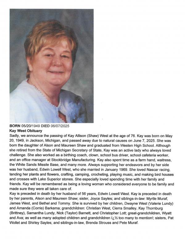 Kay Allison Shaw West