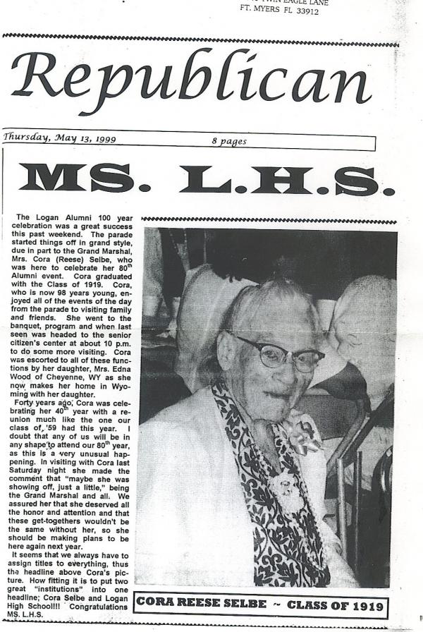 Cora Reese Selby Class 0f 1919