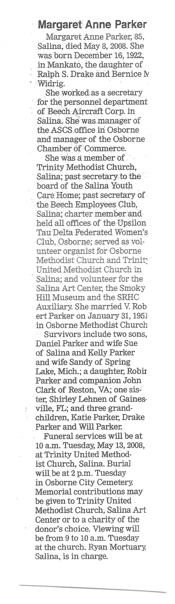 Margaret Anne Drake Parker